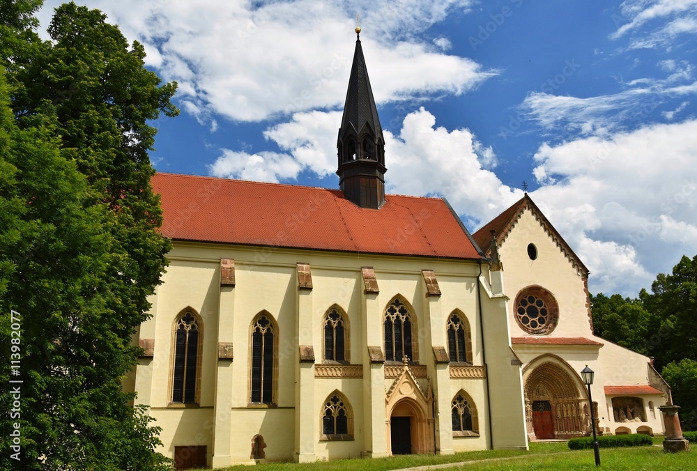 Fototapeta premium Porta Coeli. Gothic portal of the Romanesque-Gothic Basilica of the Assumption of the Virgin Mary, Czech Republic, built in 1230