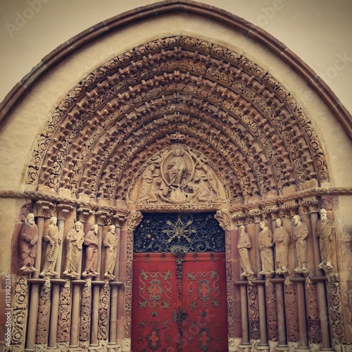 Porta Coeli. Gothic portal of the Romanesque-Gothic Basilica of the Assumption of the Virgin Mary, Czech Republic, built in 1230 photo