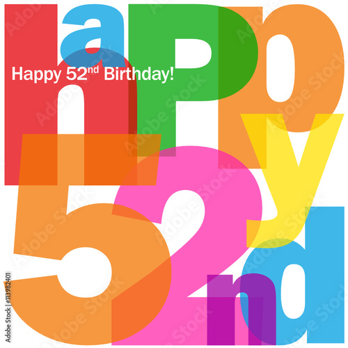 HAPPY 52nd BIRTHDAY Vector Card