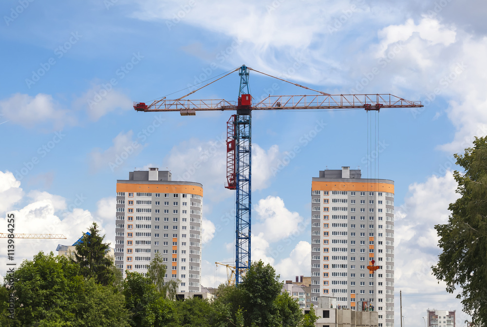 crane on construction of a multistory building