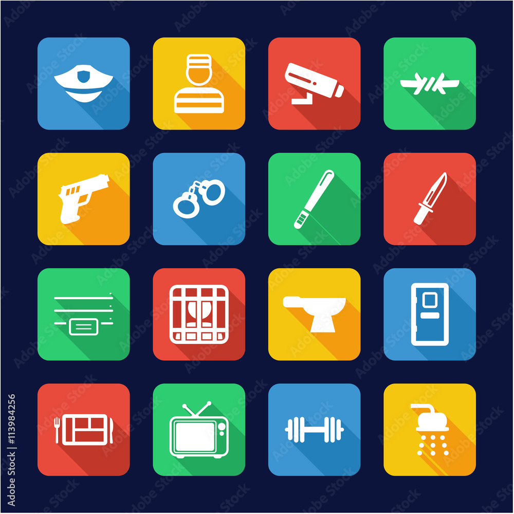 Prison Icons Flat Design Prison Icons Flat Design