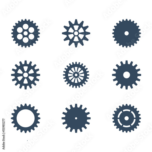 cogwheel vector icon set. Stock illustration