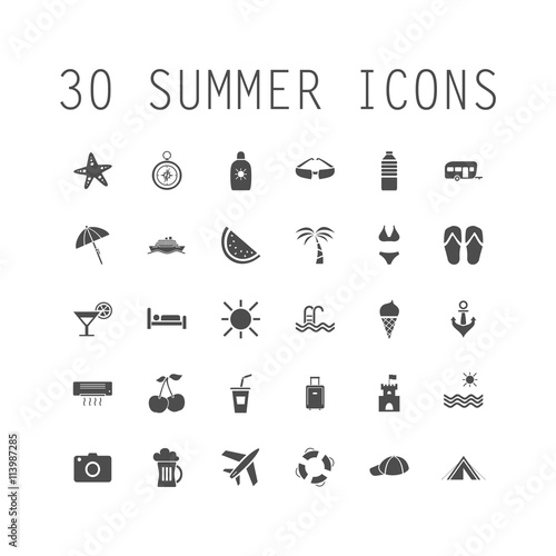 Conjunto aislado de iconos de verano