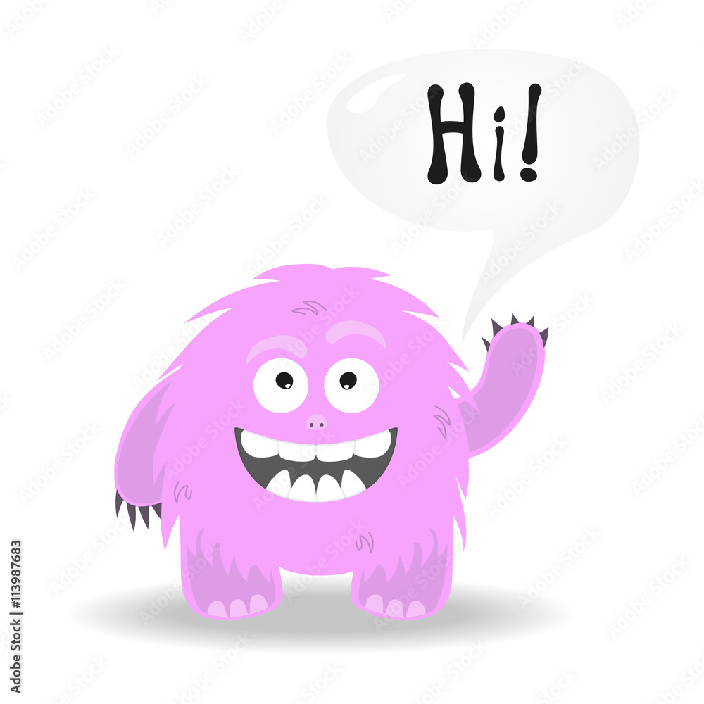 Obraz premium Cartoon cute monster on white background.