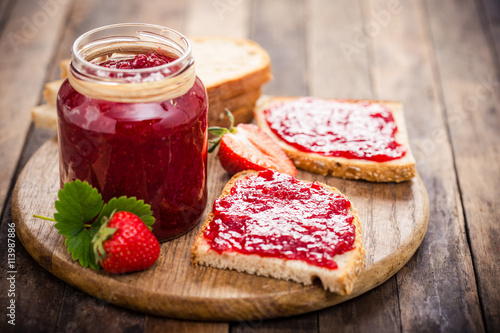 Strawberry jam on the bread  photo