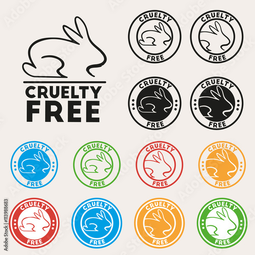 Cruelty free sign icon. Not tested symbol. Round colourful