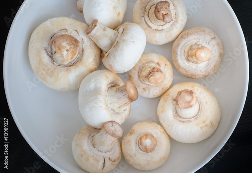 Top View of Fresh Champignons Before Cooking