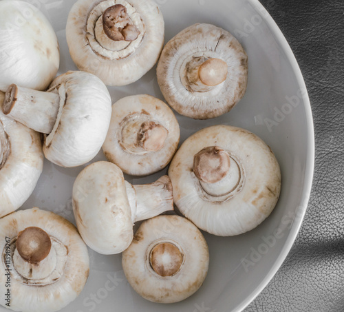 Top View of Fresh Champignons Before Cooking