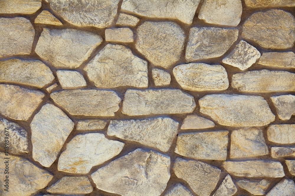 Obraz premium Rubble limestone rock mortar wall