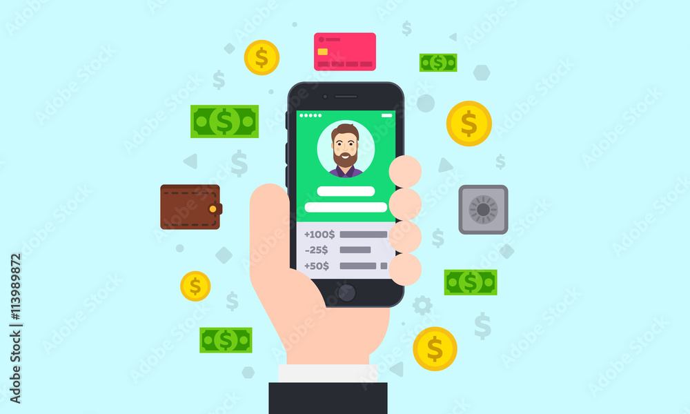 Mobile Banking. Flat vector illustration. Mobile Banking. Flat vector illustration.