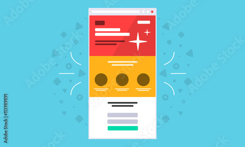 Landing page. Browser. Flat.