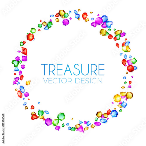 Vector illustration. Falling Multicolor Gems. Treasure Design. Abstract Luxury and Game Background.