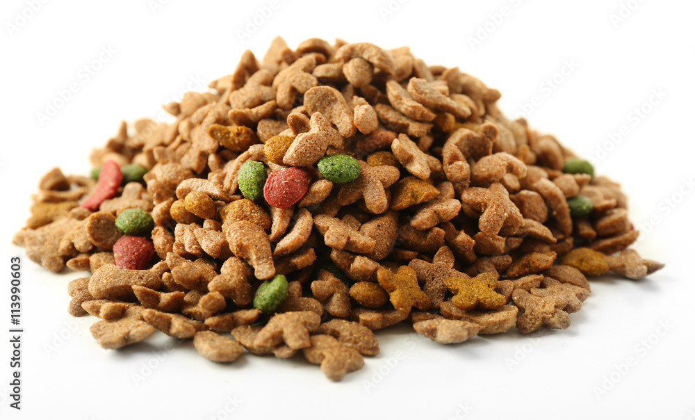 Pile of dog food isolated on white Pile of dog food isolated on white