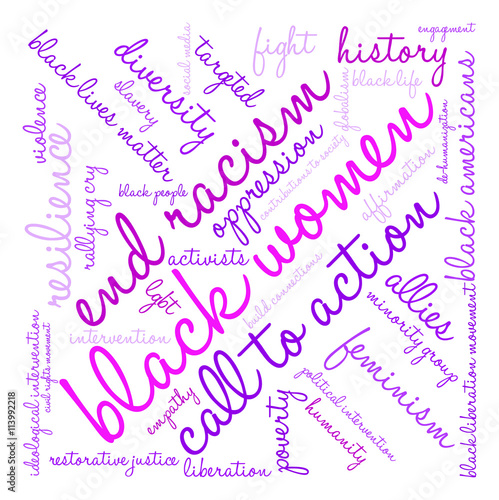 Black Women Word Cloud on a white background. 