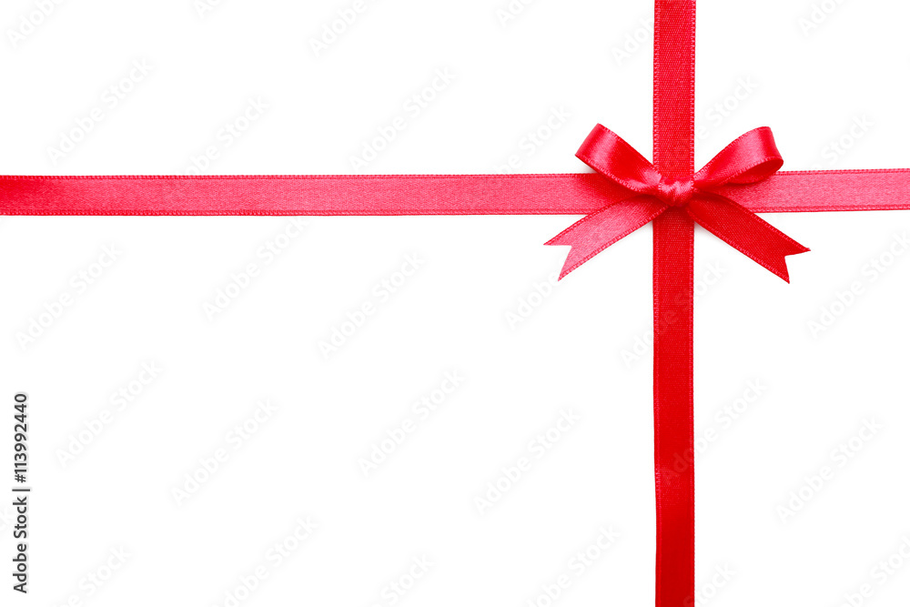 Red ribbon bow on white background Red ribbon bow on white background
