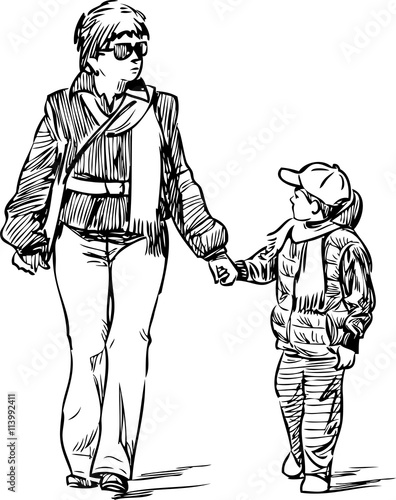 mother with her son on a walk