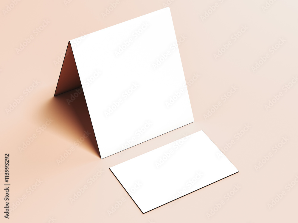 White leaflet and business card White leaflet and business card