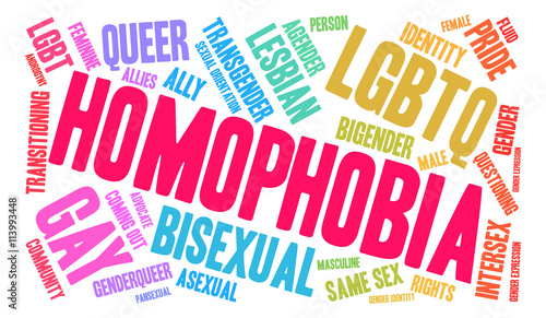 Homophobia Word Cloud on a white background. 