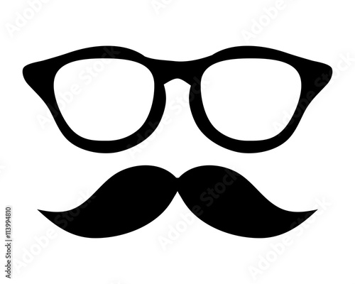 classic frame glasses with mustache