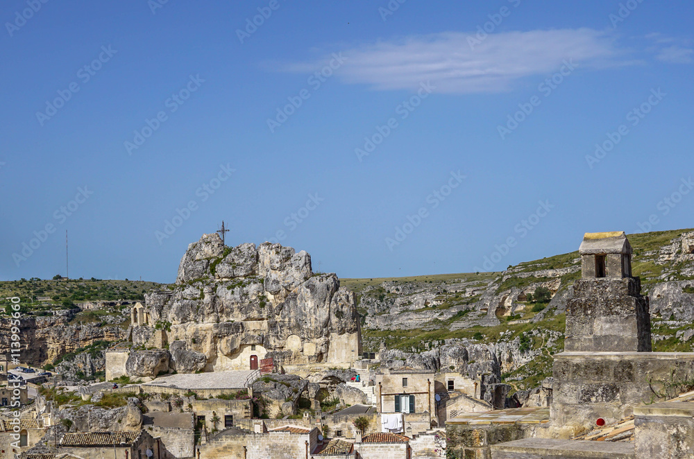 Beautiful view over Matera, Italy. Sassi in the background