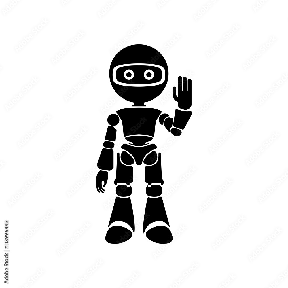 Humanoid robot Vector Illustration. Robot raising hand and greeting Humanoid robot Vector Illustration. Robot raising hand and greeting