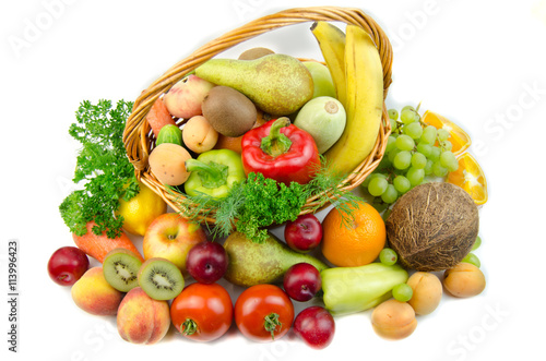 Fototapeta Naklejka Na Ścianę i Meble -  Fruits and vegetables on a white background