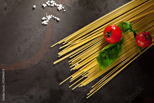 Pasta Ingredients over Dark Background