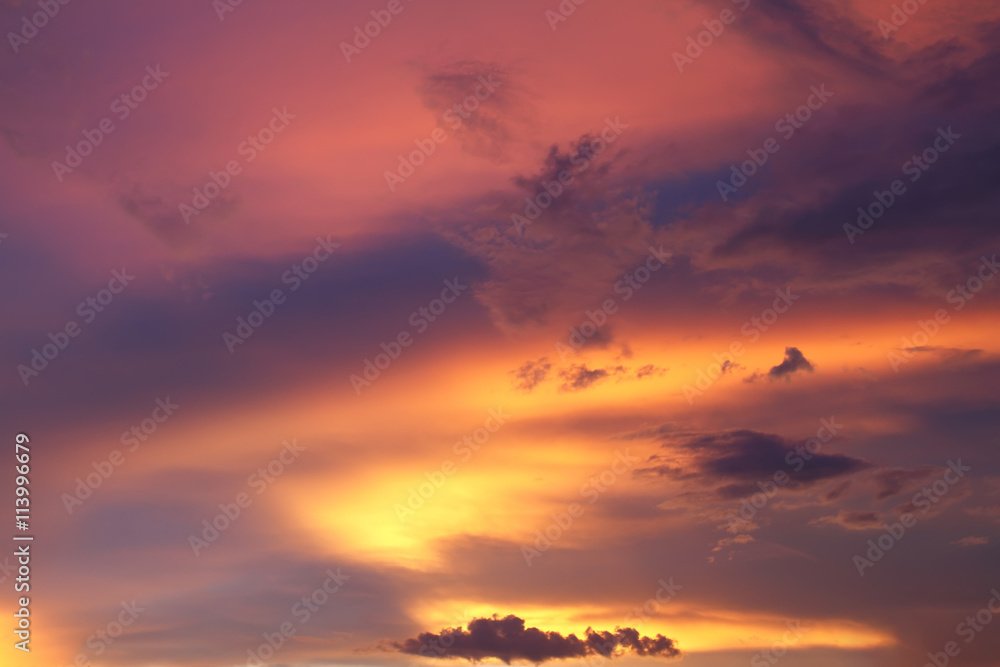 Sky background on sunset. Nature composition.