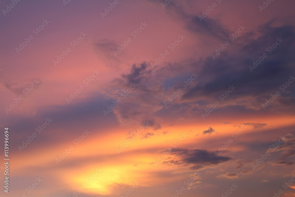 Sky background on sunset. Nature composition.