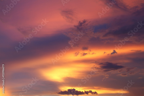 Sky background on sunset. Nature composition.