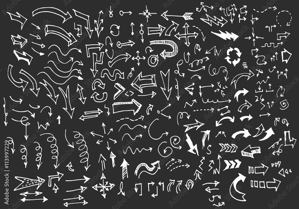arrows doodle set on blackboard EPS10 vector arrows doodle set on blackboard EPS10 vector