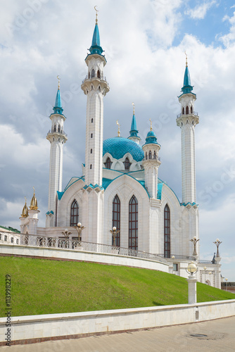 At the cathedral mosque of Kul-Sharif, cloudi april day. The Kazan Kremlin, Tatarstan photo