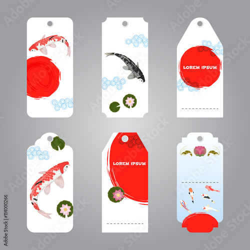 Vector of koi japanese style label tags