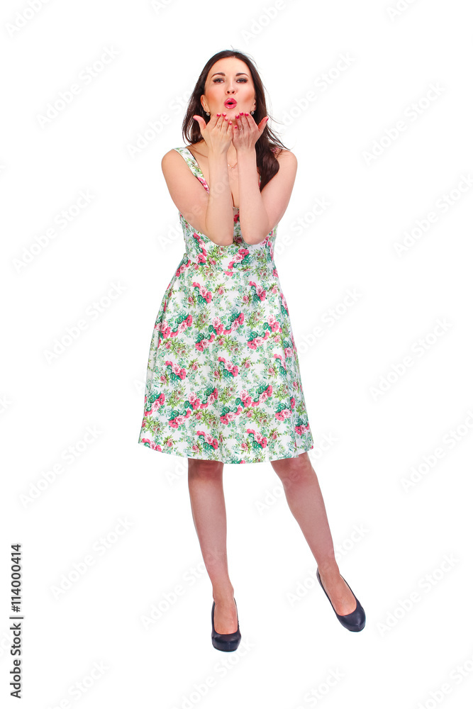 Full length of beautiful female posing in summer dress Full length of beautiful female posing in summer dress