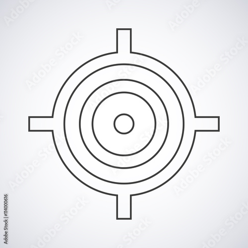 Target icon with the shadow on a white background, vector illustration