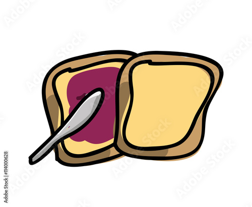 toast with jam isolated icon design