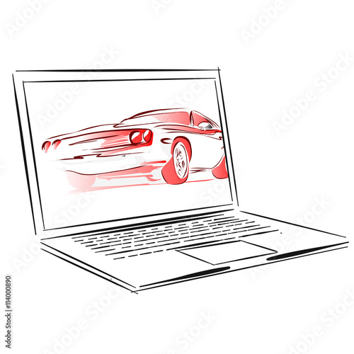 Übergewichtiges Mädchen auf Laptop Bildschirm Konzept