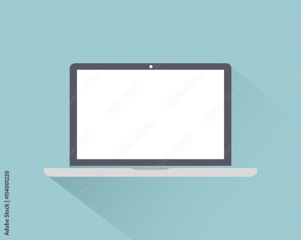 Laptop icon flat style with shadow isolated on a light background, vector illustration for web design Laptop icon flat style with shadow isolated on a light background, vector illustration for web design