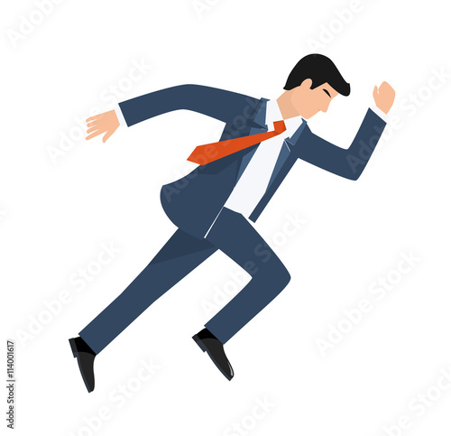 Flat style vector illustration of a businessman running  business concept