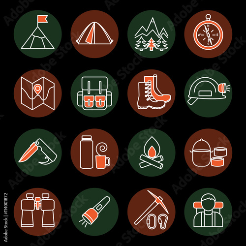 Mountain Climbing Icon Set