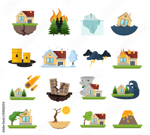 Disaster Damage Icon Set
