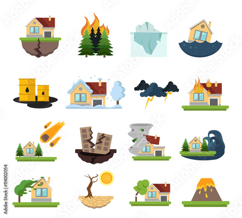 Disaster Damage Icon Set photo