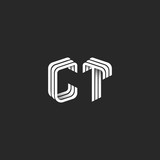 Isometric monogram initials CT logo for business card, design element decoration combination group letters C T wedding invitation emblem