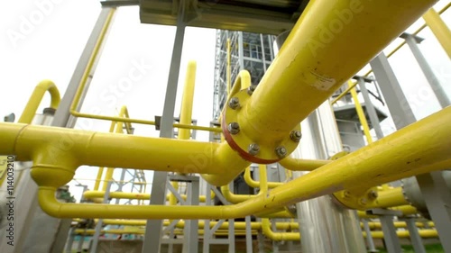 Factory distribution, and industrial processing of natural gas. Many pipelines and valves