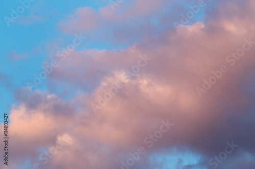 beautiful clouds in the sky at sunset background © schankz