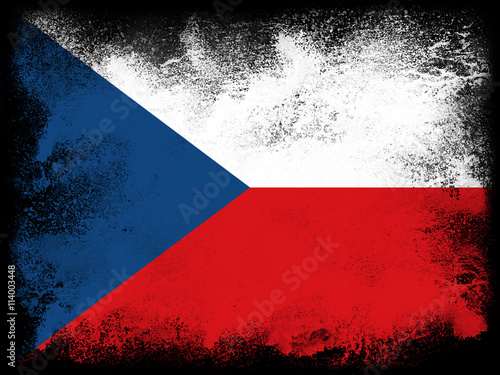 Czech Republic country Flag of Czechia design composed of exploding powder and paint isolated on a black background. Colorful abstract dust particles explosion. Euro 2024 football symbol for printing