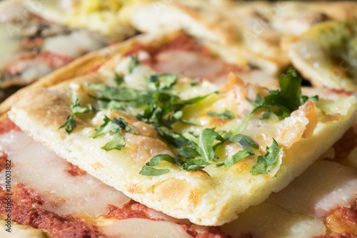 pizza with  arugula mozzarella and salmon