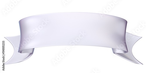 White satin ribbon tag label. 3D render illustration isolated on white background