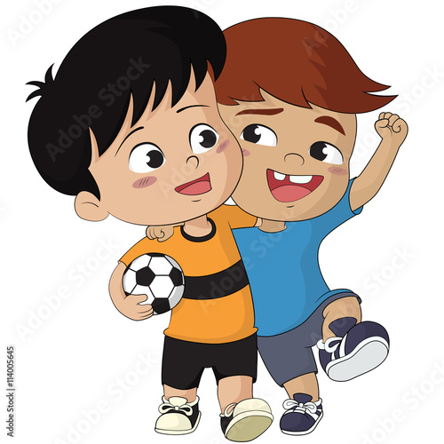 Cartoon soccer kids.Vector and illustration.