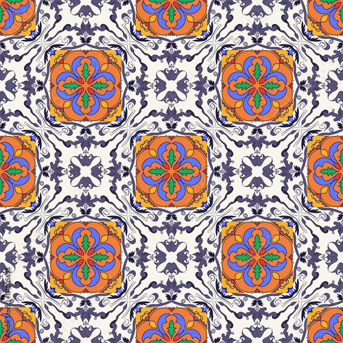Vector seamless texture. Beautiful colored pattern for design and fashion with decorative elements